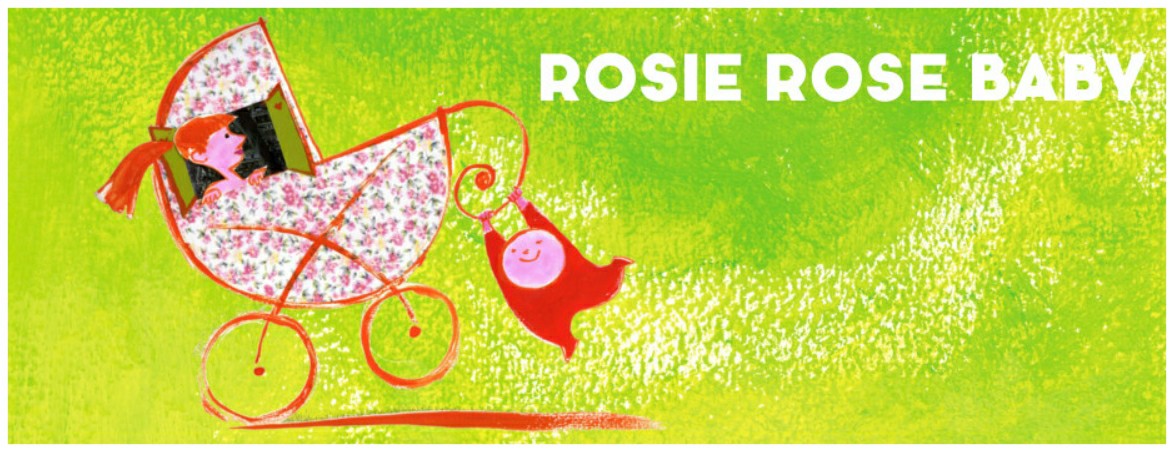 dessin représentant le bébé du spectacle Rosie Rose baby poussant un landau avec la maman dedans