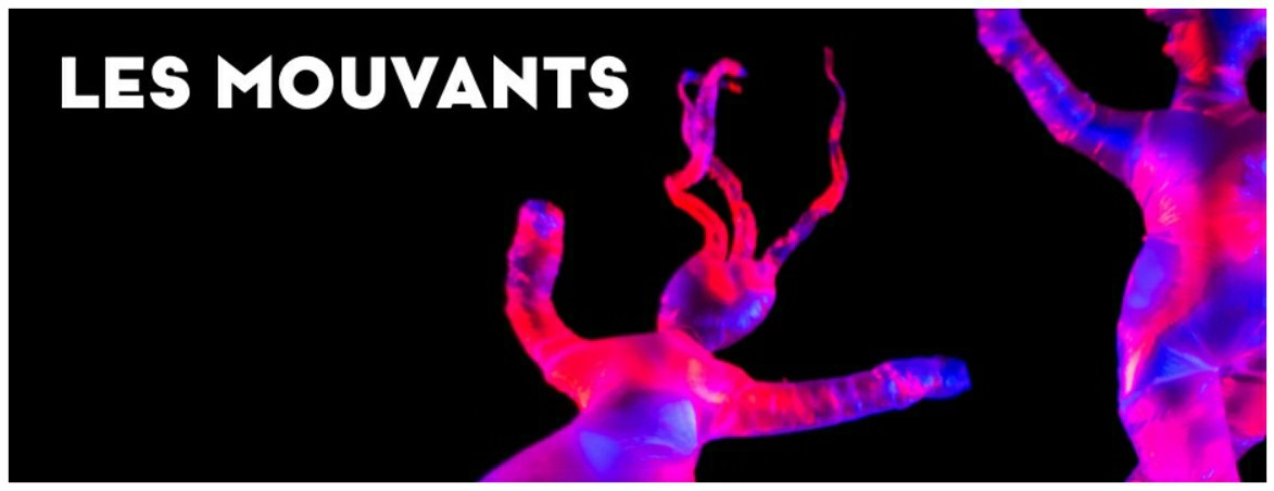 interactive exhibition of plastic figures on ventilators illuminated in different colours Les Mouvants